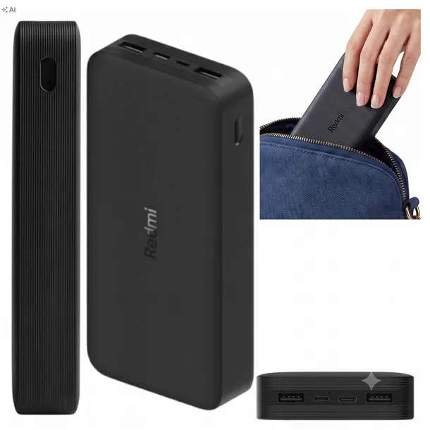 Powerbank Xiaomi 20000 mAh Szybkie Ładowanie USB-C PD QC 3.0 poręczny