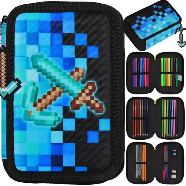 PIÓRNIK ROZKŁADANY SZKOLNY TRZYKOMOROWY DLA CHŁOPCA MINECRAFT MAINCRAFT XL