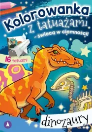 kolorowanka-tatuazami-swieca-ciemnosci-dinozaury-skrzat