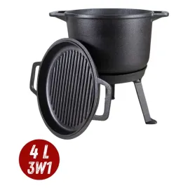 kociolek-zeliwny-3w1-4l-patelnia-grillowa-garnek-ogniskowy-wypalony