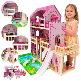 drewniany-domek-dla-lalek-sonia-90-cm-basen-zjezdzalnia-mebelki-zabawka