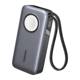 powerbank-ugreen-pb527-10000mah-30w-z-kablem-usb-c-szary