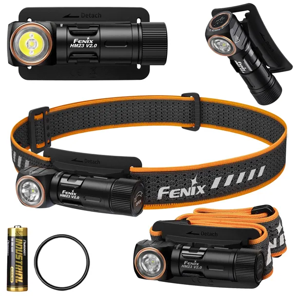 Latarka czołowa Fenix HM23 V2.0 300 lumenów AA 88 metrów + Bateria + Zestaw