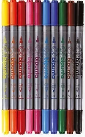 Flamastry DWUSTRONNE pisaki 10 sztuk ZESTAW FIBRACOLOR
