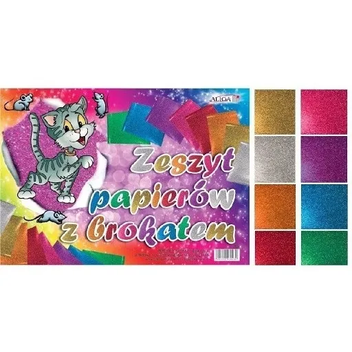 ZESZYT PAPIERÓW OZDOBNYCH B5 Z BROKATEM KOLOROWYCH