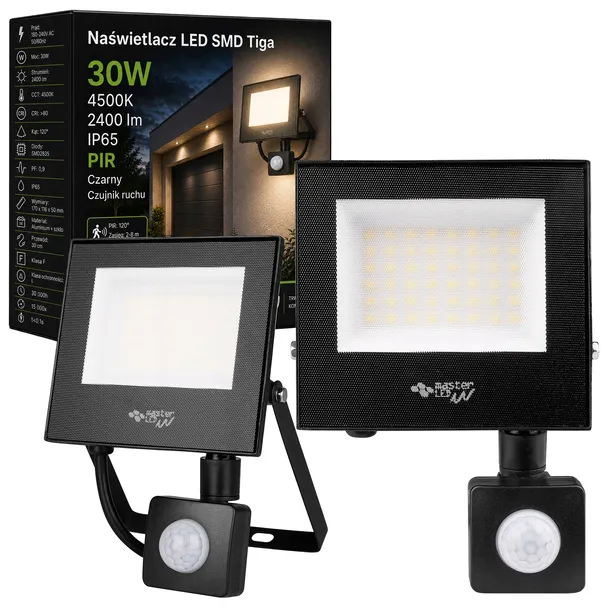 HALOGEN LED z czujnikiem ruchu naświetlacz lampa 30W 4500K ZEWNĘTRZNY IP65