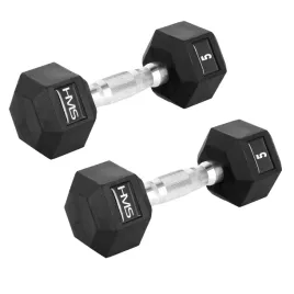 hantla-ciezarek-gumowany-do-cwiczen-treningu-silowego-hex-pro-5-kg-hms