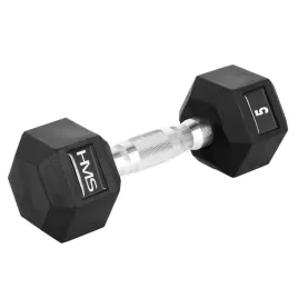 hantla-ciezarek-gumowany-do-cwiczen-treningu-silowego-hex-pro-5-kg-hms