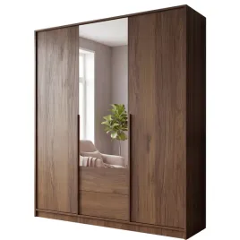 szafa-z-lustrem-150-cm-perla-uchylna-polki-szuflady-trzydrzwiowa-orzech