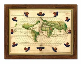 obraz-na-plotnie-mapa-swiata-w-pieknej-ramie-62x82cm
