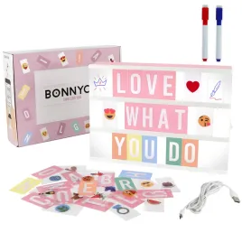 lightbox-bonnyco-400-liter-rozowy-a4-zestaw-z-2-markerami-emoji