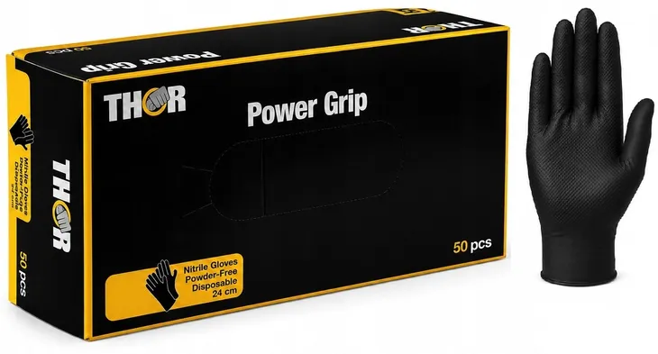 Rękawice rękawiczki NITRYLOWE bardzo mocne THOR GRIP EXTRA porowate 50 szt.