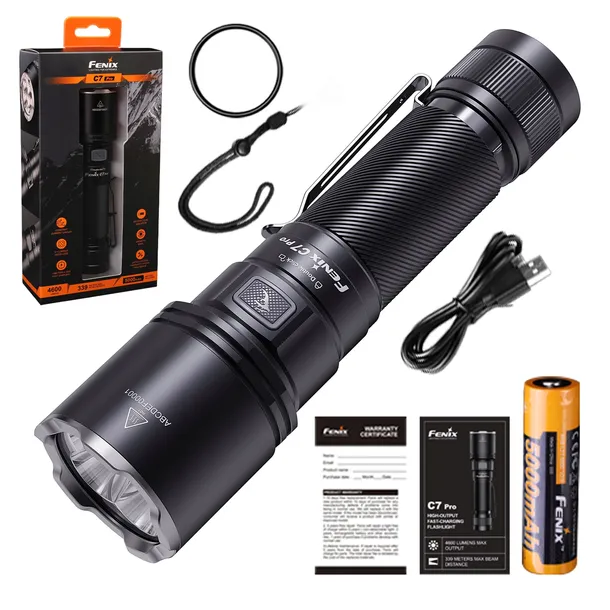 Latarka LED Fenix C7 PRO 4600 lm 339 m 85h USB-C szeroki kąt światła+Zestaw