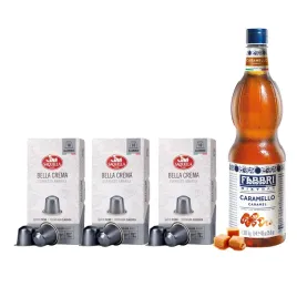 kawa-w-kapsulkach-saquella-bella-crema-espresso-amabile-syrop-karmelowy