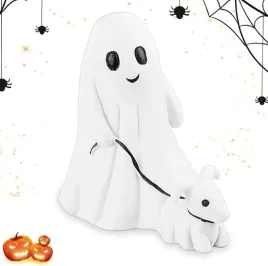 figurka-duch-z-psem-dekoracja-ozdoba-na-halloween-z-zywicy-biala-15-cm