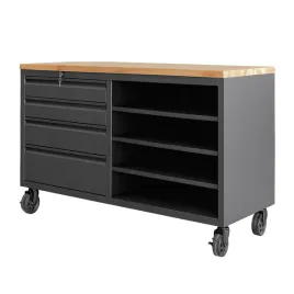 regal-sklepowy-mobilny-160cm-wyspa-ekspozycyjna-blat-drewniany-4-szuflady