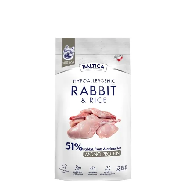 Baltica Adult Karma hipoalergiczna z królikiem i ryżem dla psów XS/S 3kg