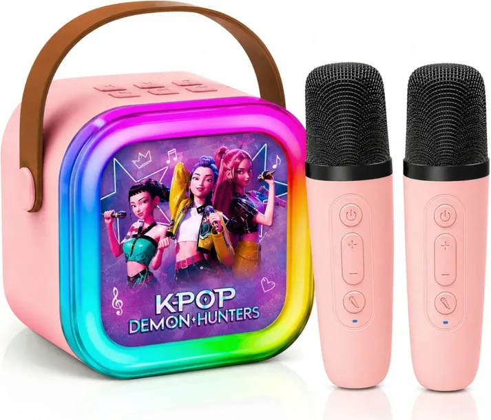 ZESTAW KARAOKE K-POP 2 MIKROFONY GŁOŚNIK DLA DZIECI RUMI DEMON HUNTERS BLUETOOTH