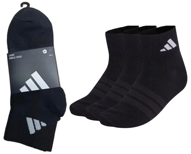 ADIDAS SKRPETY ZAKOSTKI SPORTOWE BAWEŁNA KC9613 3-PAK CZARNE 43/45