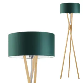lampa-stojaca-podlogowa-drewniana-zielona-trojnog-abazur-led-e27-nowoczesna