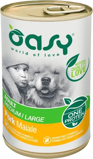 Oasy One Protein Adult Medium Wieprzowina 400g Monobiałkowa