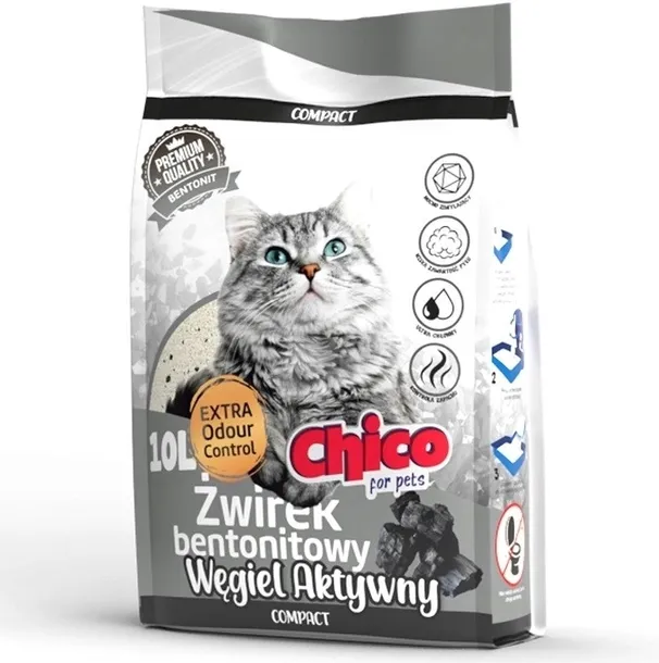 Żwirek Bentonitowy Kota Drobny Compact Węgiel 10L
