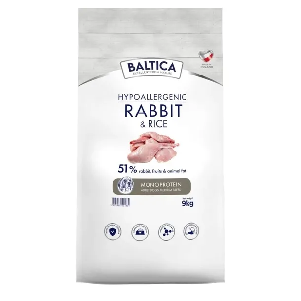 Baltica Hypoallergenic Adult Królik i Ryż 9kg Rabbit & Rice M