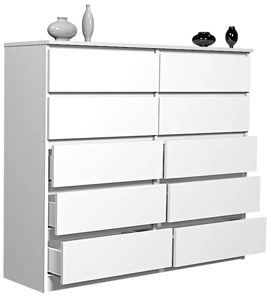 DUŻA BIAŁA KOMODA YORK 120 10 SZUFLAD - PRODUCENT