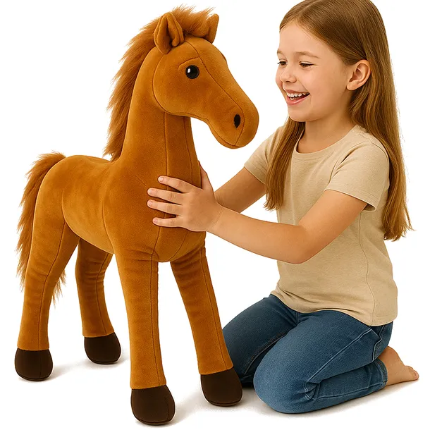 Maskotka Konik pluszowy zabawka hobby horse dla dzieci koń brązowy