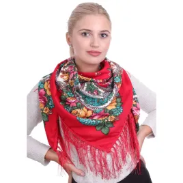 chusta-damska-szalik-folkowa-ludowa-goralska-w-kwiaty-czerwona