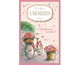 kartka-urodzinowa-dla-rowerzysty-z-bukietem-kwiatow