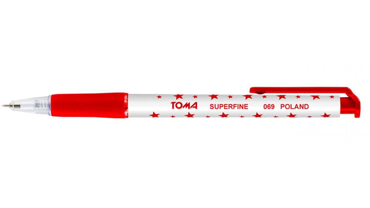 Długopis automatyczny w gwiazdki TOMA, czerwony (TO-069)