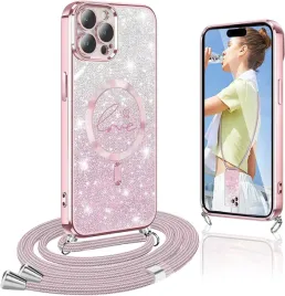 yutwo-etui-do-iphone-14-pro-magsafe-brokatowe-ze-smycza-rozowe-zloto