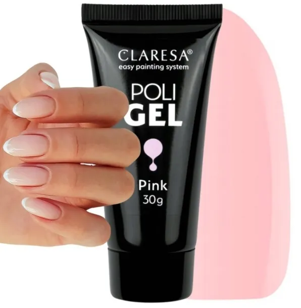 CLARESA Poli Gel akrylożel acrygel PINK 30 g ŻEL BUDUJĄCY DO PAZNOKCI