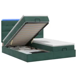 lozko-z-pojemnikiem-i-materacem-led-ciemnozielony-200-x-200-cm