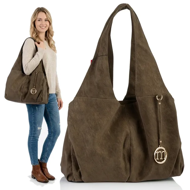 Torebka MONNARI Shopper Torba Pojemna na ramię Worek Premium Brązowa brąz