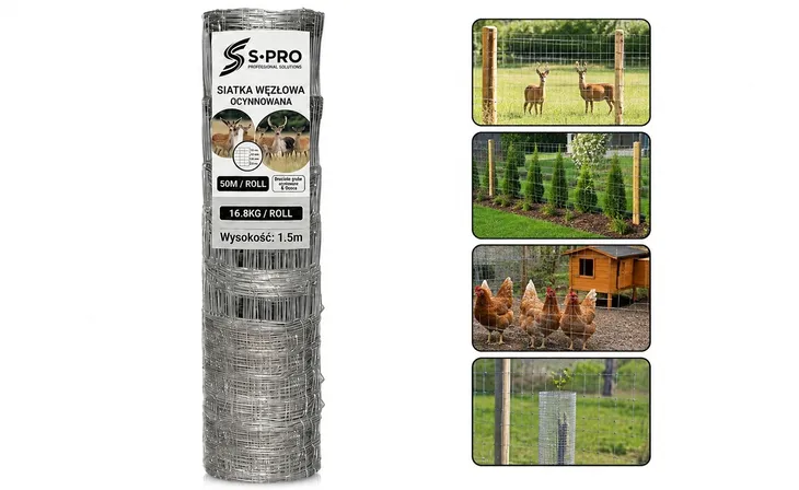 Siatka Leśna Ogrodzeniowa 120cm Rolka 50m Drut 2,0mm Ocynk S-PRO Ogrodzenie