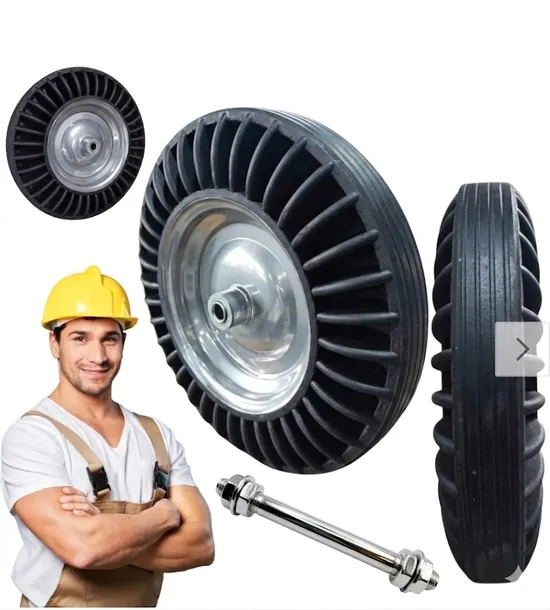 Koło Pełne Do Taczki 4.00-8 Bezdętkowe Czarne Gumowe Mocne OŚKA 12mm