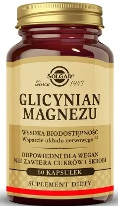 Solgar Glicynian Magnezu suplement diety 60 kapsułek