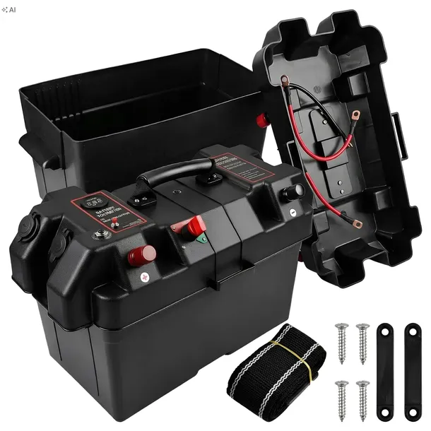 Pojemnik Obudowa na Akumulator 12V Skrzynka Box Woltomierz USB Kamper