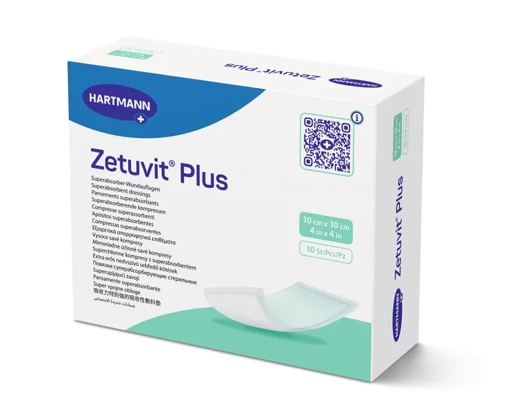 Super chłonny opatrunek Zetuvit Plus 10x10cm, opakowanie 10 sztuk