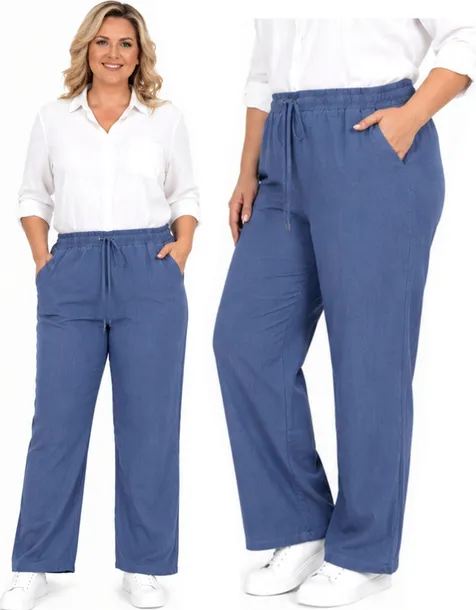 SPODNIE damskie BAWEŁNA JEANS w gumkę KULOTY szeroka nogawka DUŻE 4XL/5XL