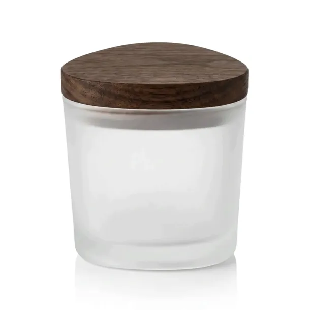 Pojemnik szklany mat do świec Rustic 180 ml z drewnianą pokrywką - 1 szt.