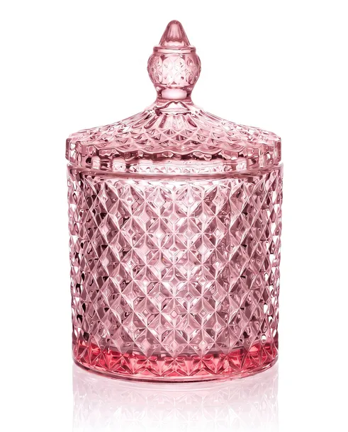 Pojemnik szklany szkło do zalewu świec wosku kryształ 300 ml różowy