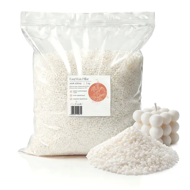 Wosk sojowy EasyWax Pillar do świec wolnostojących naturalny pastylki 5 kg
