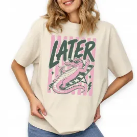 koszulka-t-shirt-damska-migdalowy-bawelna-modna-oversize-later-aligator-m