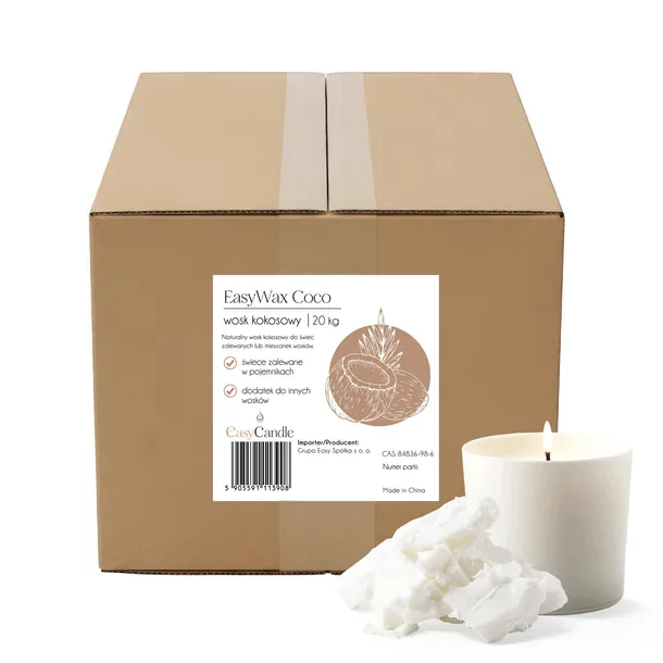 Wosk kokosowy EasyWax Coco do świec zalewanych naturalny bryła 20 kg