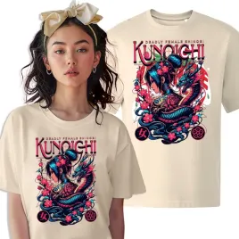 koszulka-t-shirt-damska-migdaowa-kunoichi-smok-japonia-bawelna-jakosc-m