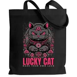 torba-bawleniana-eko-shopper-czarna-mocna-prezent-luck-cat-kwiaty-ladne
