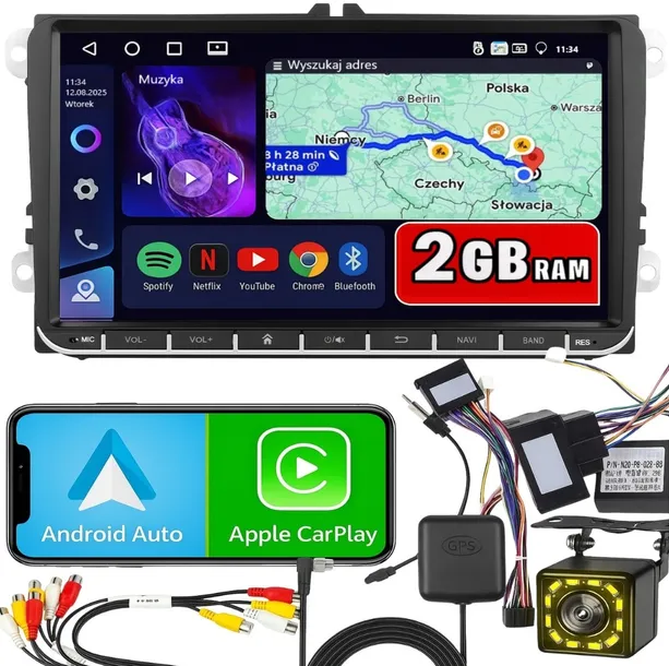 NAWIGACJA RADIO 2 DIN ANDROID VW GOLF 5 6 V VI PASSAT B6 B7 SKODA SEAT 2GB